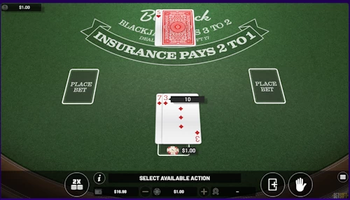 Live real money crypto blackjack game round tracking a hard ten hand on a classic table canvas.